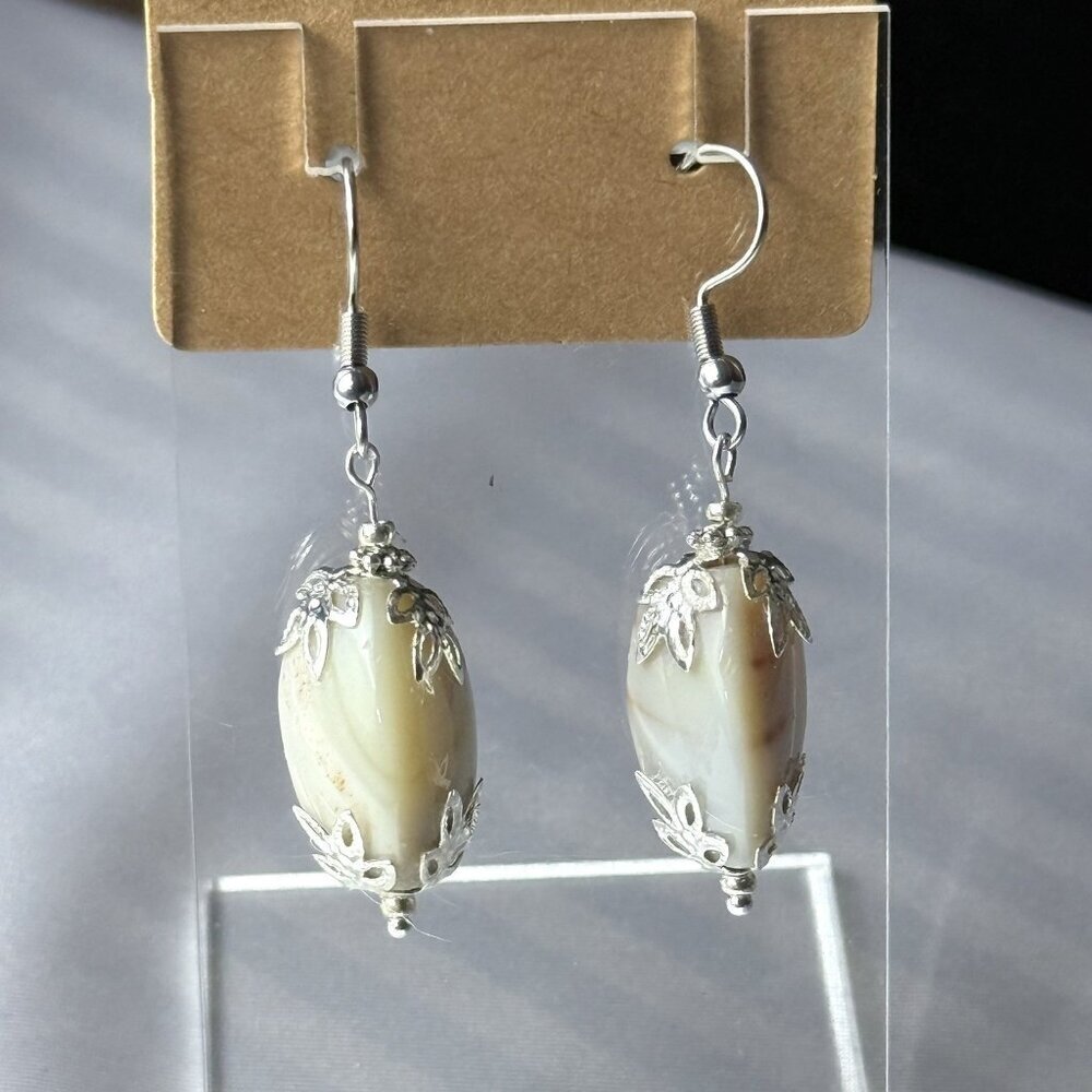 Agate Dangle Earrings Natural Stone Boho